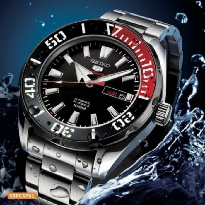 ✅New Ori Jam Tangan Pria Seiko 5 Sports 100M Original 100 Lumibrite Srpc57K1 Berkualitas
