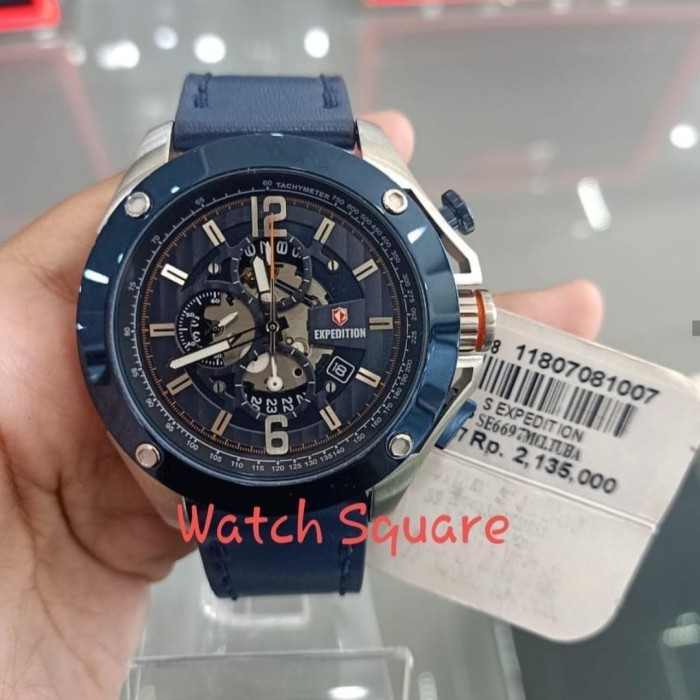 ✅Original Jam Tangan Pria Expedition Original Chronograph E6679 Blue Silver Diskon