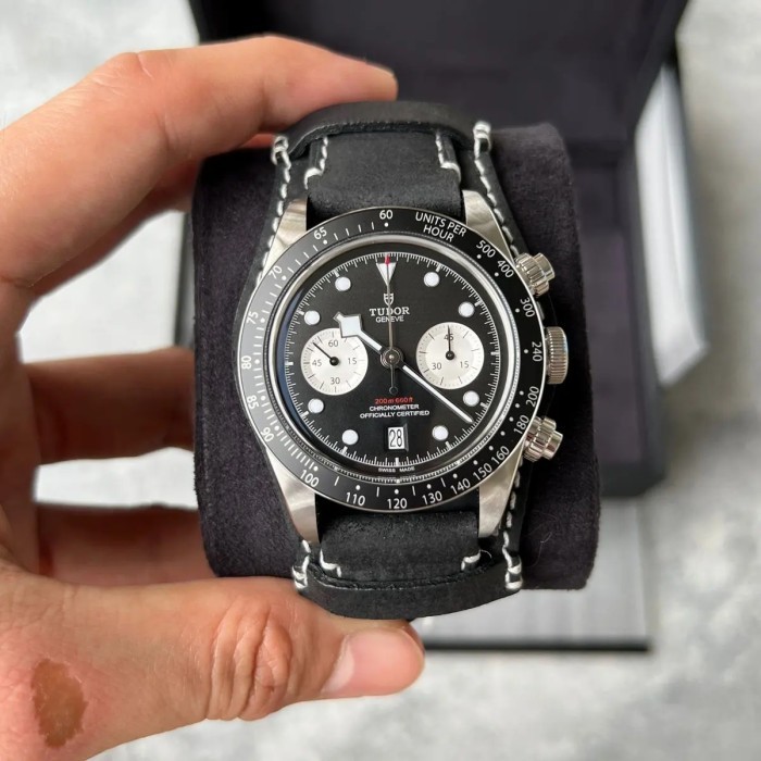 ✅Original Tudor Blackbay Chrono Black Leather Panda Dial Auto Original Limited