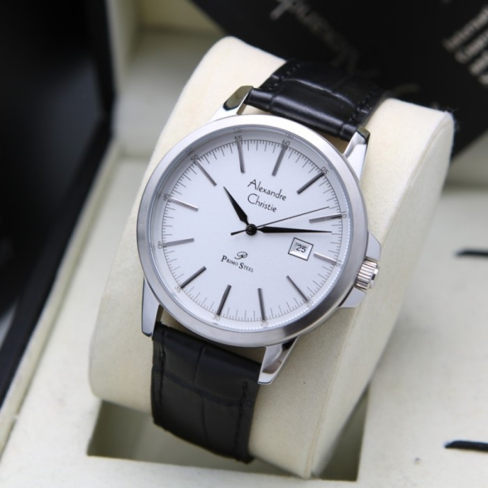✅Ready Jam Tangan Pria Alexandre Christie Ac 1008 Ac1008 Silver Leather Black Diskon