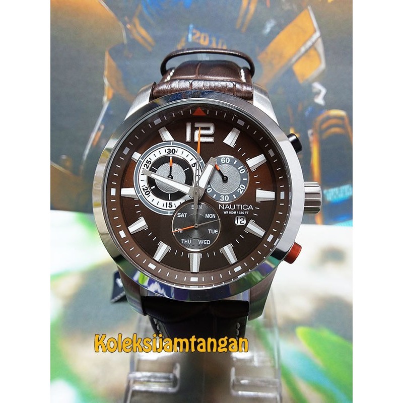 ✅Ready Jam Tangan Pria Nautica A15548G Silver Brown Original Garansi Resmi Terbatas