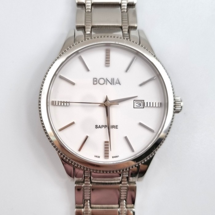 ✅Original Sale Bonia Bn961 Sapphire White Dial Stainless Steel Men'S Watch Berkualitas