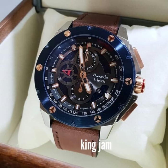 ✅Original Jam Tangan Pria Alexandre Cristie Ac 6549 Original Brown Blue Limited