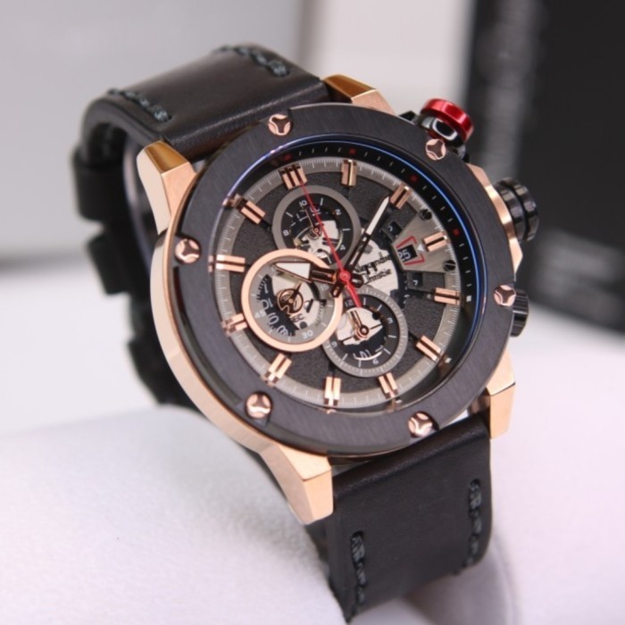 ✅Ready Alexandre Christie Ac 6491 Rosegold Black Ac6491 Pria Original Terbatas