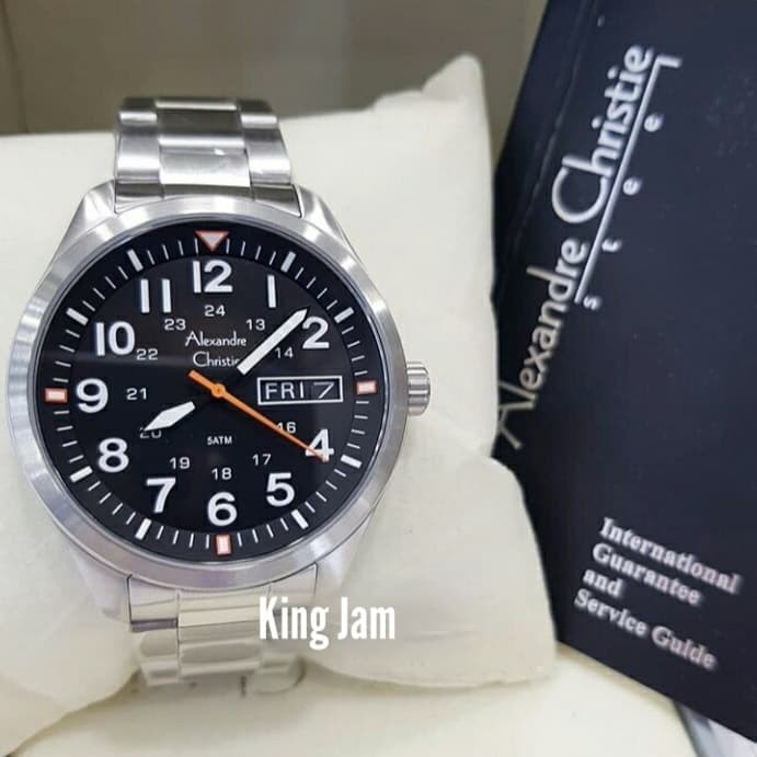 ✅Sale Jam Tangan Pria Alexandre Christie Ac 6539 Original Silver Black Diskon