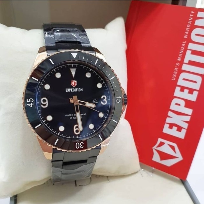 ✅Ready Expedition E6792 / E 6792 Black Rosegold - Jam Tangan Pria Original Terbaru