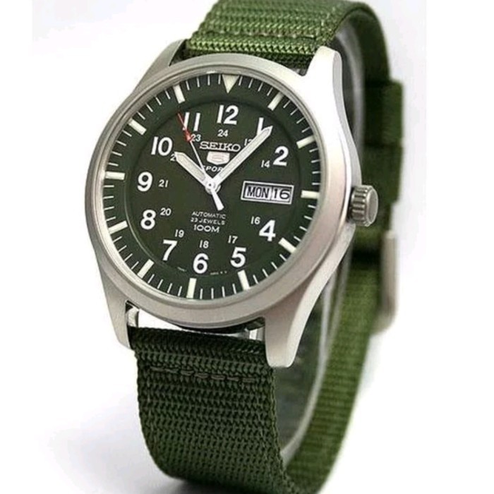 ✅Ori Jam Tangan Pria Seiko Snzg09K1 Green Hijau Canvas Automatic Original Terbatas
