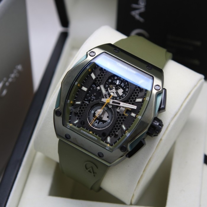 ✅New Ori Jam Tangan Pria Original Alexandre Christie Ac-6608 Green Black Terbaru