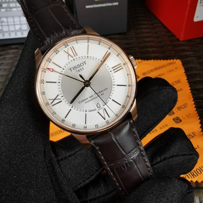 ✅Ori Jam Tangan Tissot Gmt Chemin Des Tourelles T099.429.36.038.00 Rosegold Berkualitas