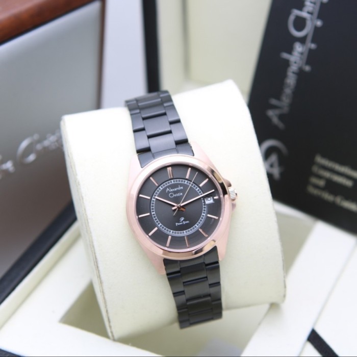 ✨Baru Jam Tangan Wanita Alexandre Christie Ac 1033 Original Black Rosegold Berkualitas