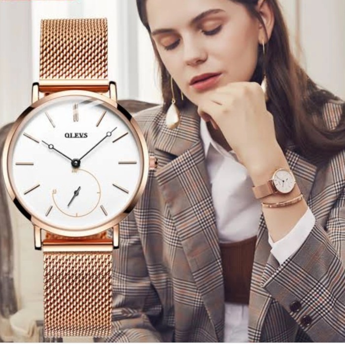 ✨Baru Jam Tangan Wanita Olevs Water Resistant Original Dijamin- Rose Gold Terbatas