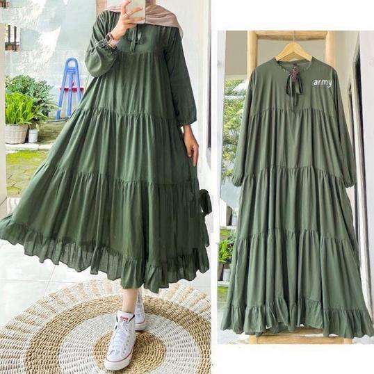 Ready Tunik Putih Remaja Wanita Muslim Kekinian Syari Polos Rachel Midi Dres Berkualitas