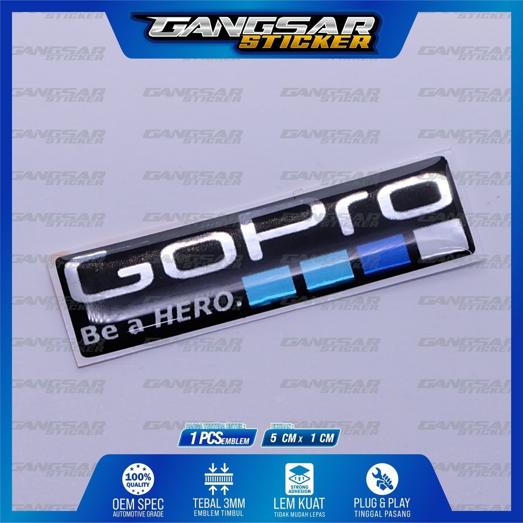 emblem gopro / sticker logo gopro / emblem timbul gopro / stiker timbul gopro / stiker logo gopro