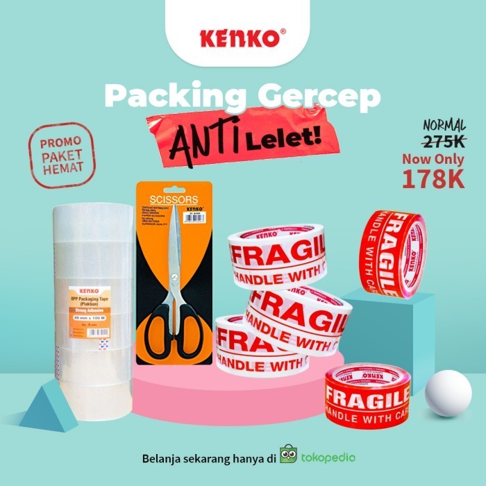 

[Baru] Paket Bundle Hemat Alat Packing Seller Opp Tape Fragile Tape Kenko Terbaru