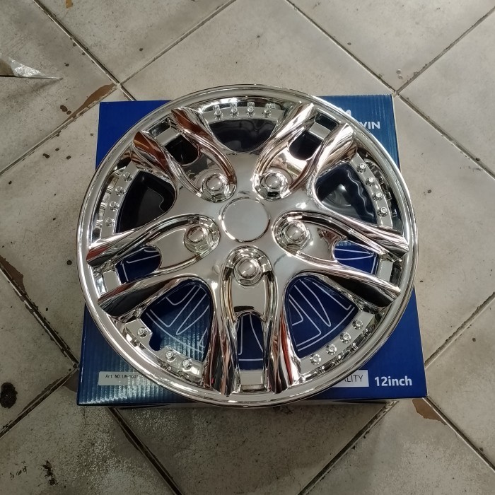 [New Ori] Wheel Dop Cover Velg Mobil Ring 12 Inch Chrome Berkualitas