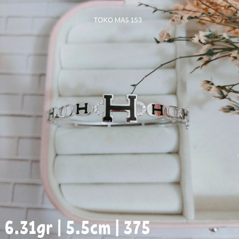 WAJIB TANYA STOK Realpic Gelang Bangle model fashion Emas Putih Kadar 375