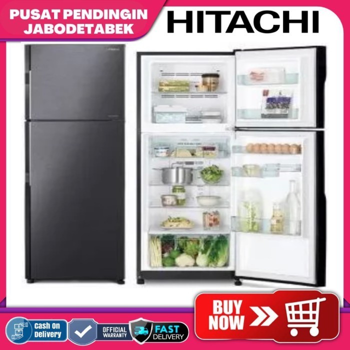 [Baru] Hitachi Kulkas 2 Pintu Stylish Line R-H24Pgd7 Bbk - 223L Terbatas