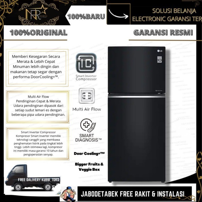 [Baru] Lg Gn C422Sgcl Kulkas 2 Pintu Smart Inverter Compresor  Gnc422Sgcl Terbaru