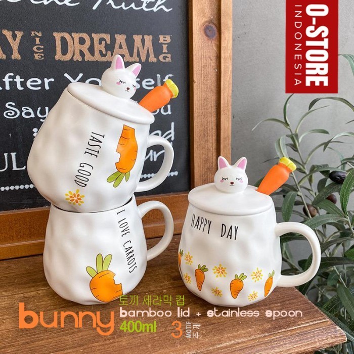 GELAS KERAMIK LUCU TEBAL CANGKIR SOUVENIR MUG CANTIK COFFE GLASS BUNNY