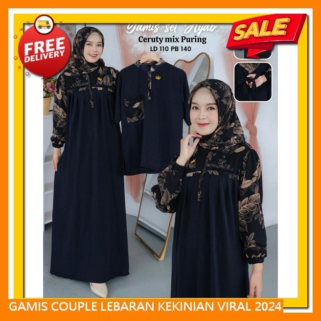 Baju Kondangan Wanita Kekiniaan Copel  Jumbo Senada Kakak Adik Koko Jubah Gamis Terbaru 2024 Lebaran