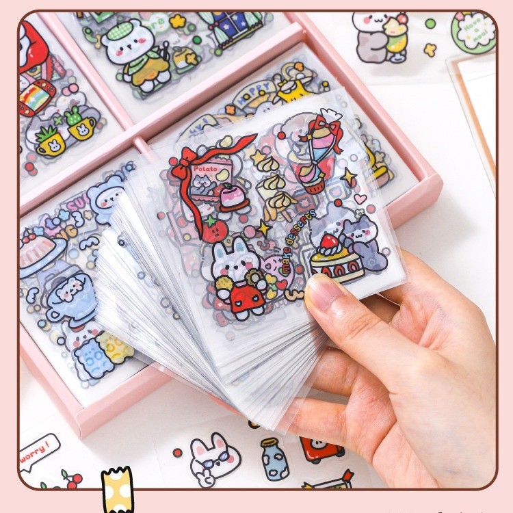 

Stier Aesthetic 100 Pcs/Cute/ Tumbler/Diary Planner/Scrapbook Stiker Anti Air Lucu Imut Giftbox
