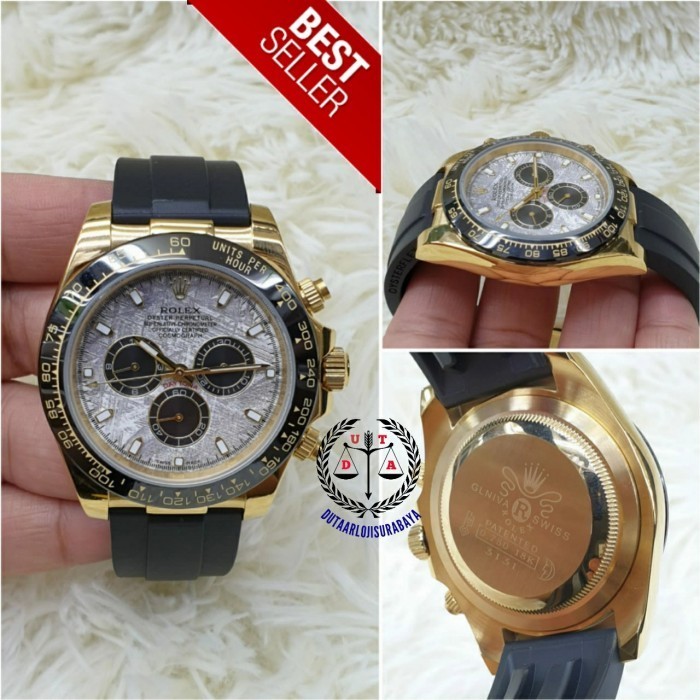 JAM TANGAN PRIA ROLEX DAYTONA CRONO AUTOMATIC TALI RUBBER