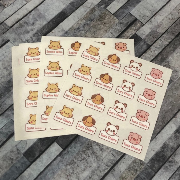 

Sticker Label Nama Anak Gambar Kucning / Panda / Anjing / Babi - Nab06
