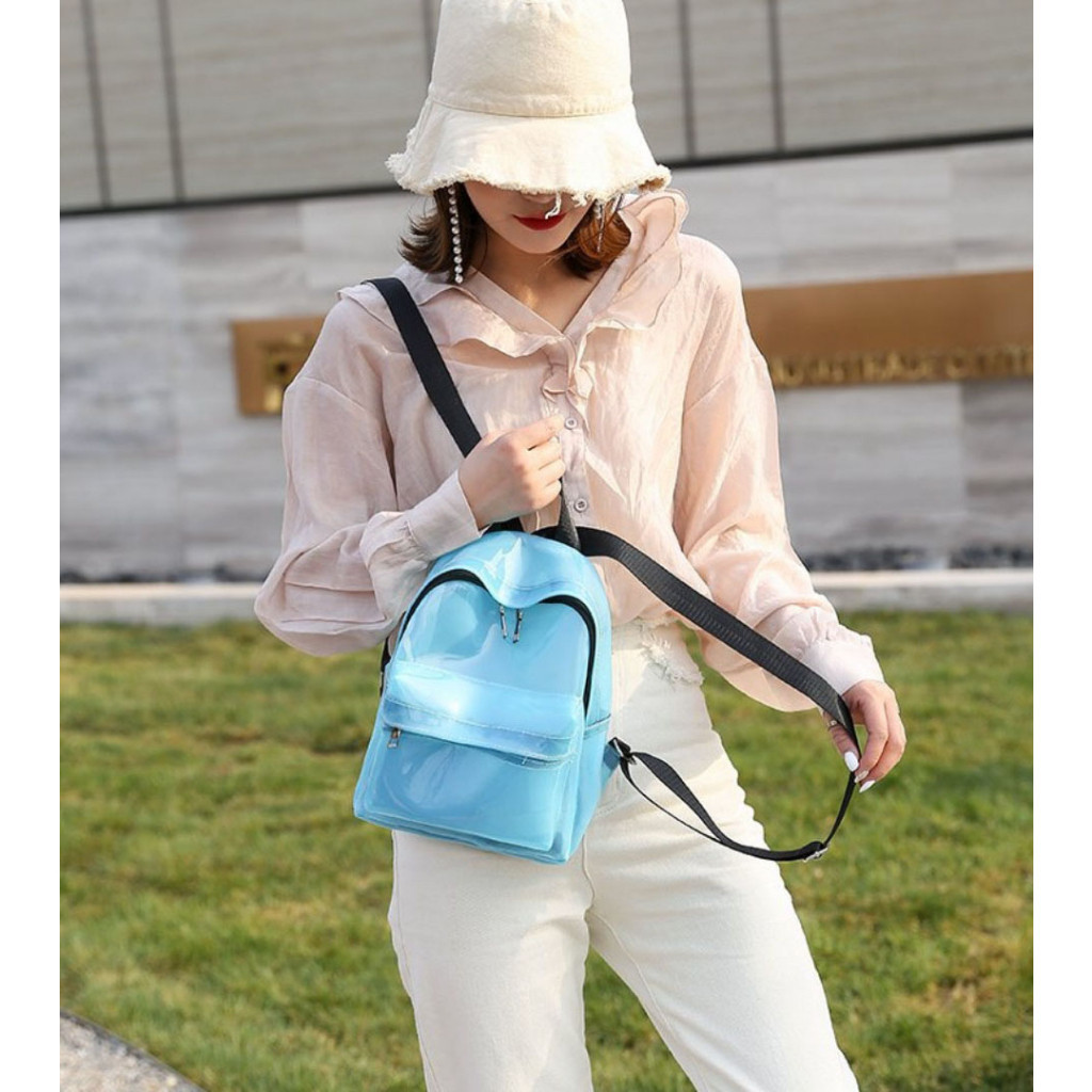 [BEAUTY LR COLLECTION] (COD) tas ransel wanita & anak tas ransel transparan tahan air impor pvc