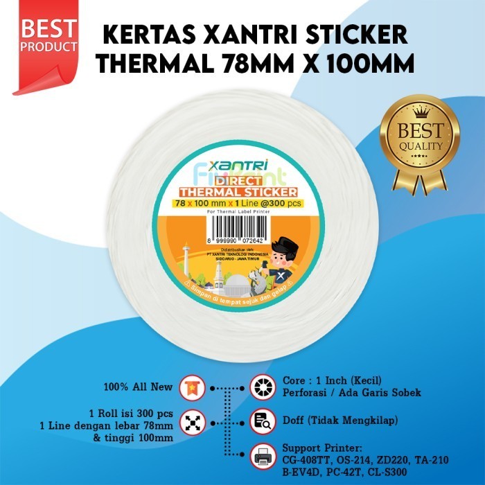 

Kertas Sticker Thermal 78Mm X 100Mm Label Resi Barcode 78 X 100 Mm 300 Best