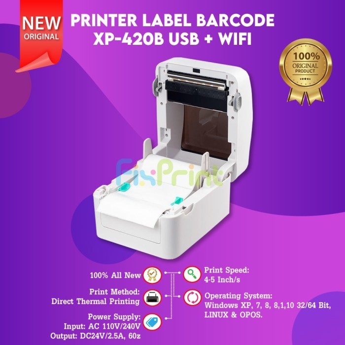 Printer Barcode Label Thermal Usb - Xprinter Xp420 / Xp-420B / Xp420B Best