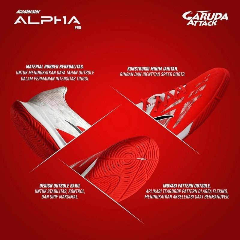 [MAD SPORT] Sepatu Futsal Specs Accelerator ALPHA PRO XTD IN - Aqua Black White Garuda Orange