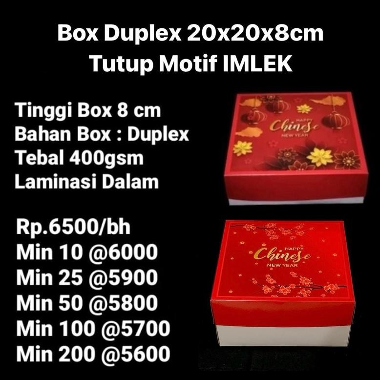 

TRY Box Duplex 20x20x8cm Tutup Motif IMLEK / CHINESS NEW YEAR - Laminasi Dalam TERLARIS