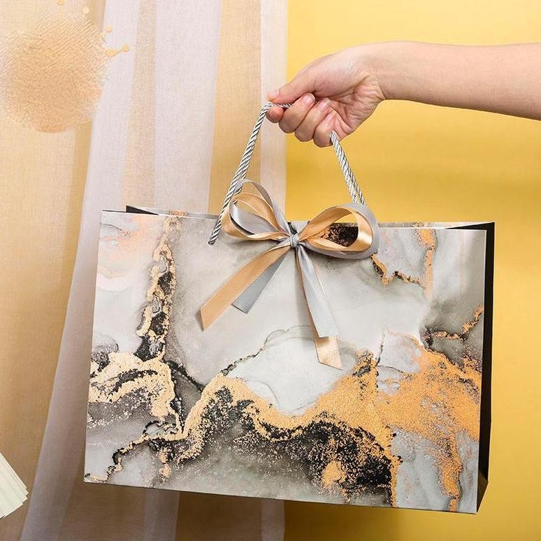 

TRY PB082 - PAPER BAG MARBLE JUMBO MOTIF MARMER + PITA PREMIUM TAS HAMPERS KADO GIFT KANTONG GOODIE TERLARIS