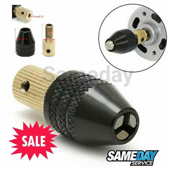 Kepala Bor Mini Drill Keyless Chuck Collet Dinamo Motor Dc