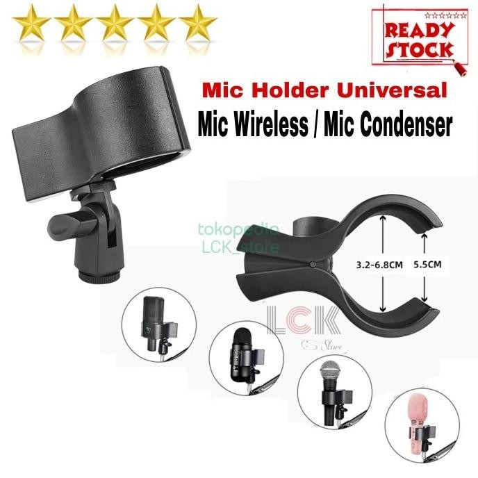 Mic Holder Universal Large Mikrofon Wireless Clip Clamp Condenser Mic