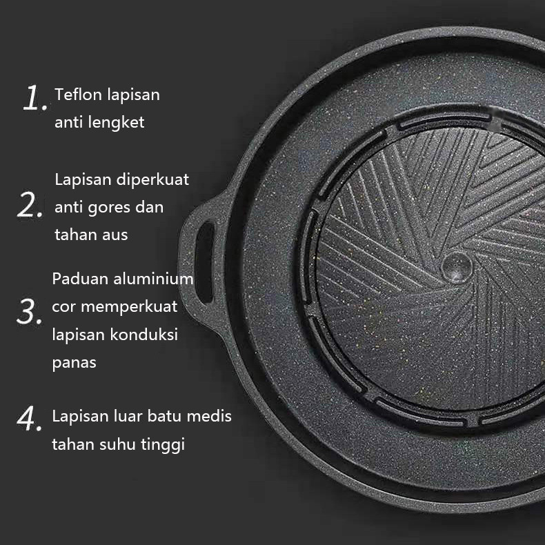 Mayba - Alat Panggangan Buogi 2 In 1 Korea Bare Grill Pan 2Fungsi Pemangganga Dan Shabu Shabu