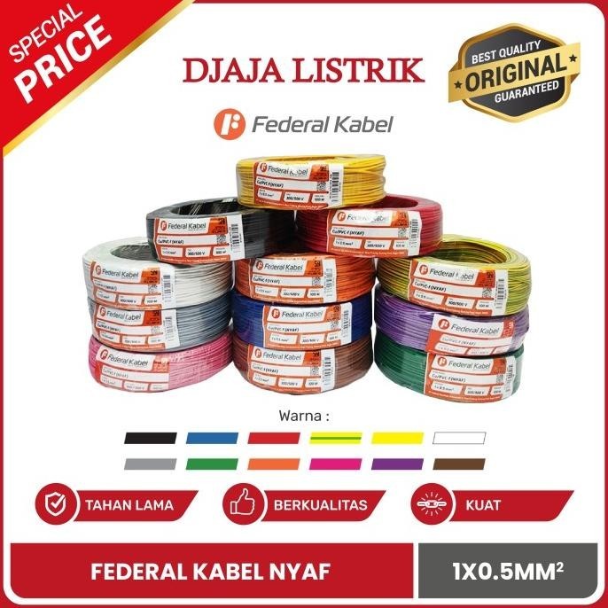 BEBAS ONGKIR - FEDERAL Kabel Serabut Kabel Control NYAF 0.5mm 0,5mm 1x0.5mm