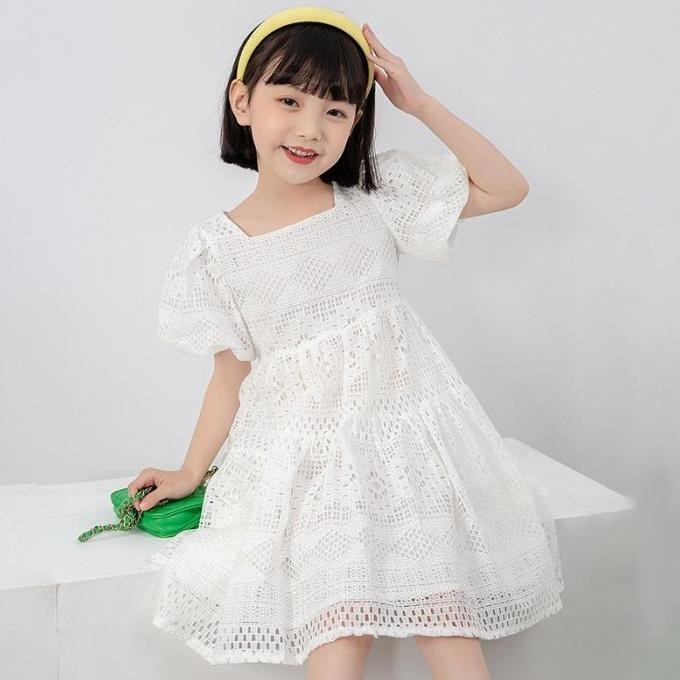Christy Dress Anak Brokat Putih Bersih Import