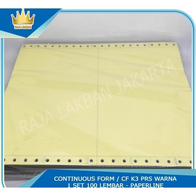 

Kertas Continous Form 3 PLY 9.5"x11" K3 W PRS Merek PAPERLINE