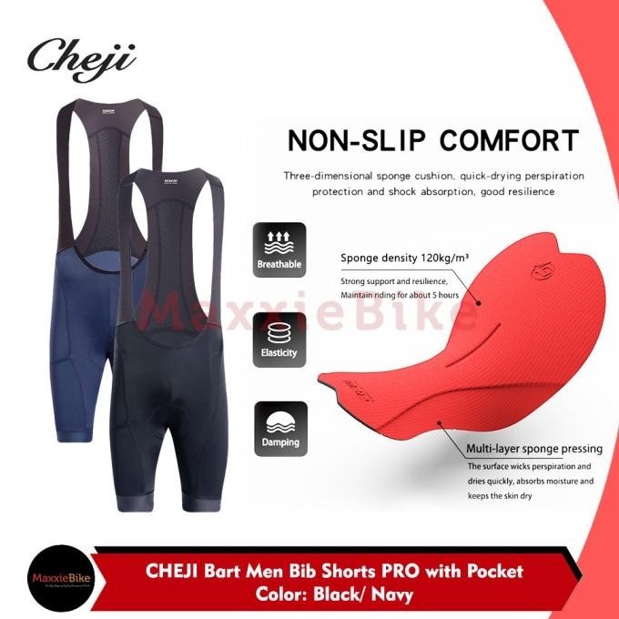 CHEJI Celana Sepeda Pria Pendek BIB PRO CJ-Bart BIB SHORTS MEN Pocket