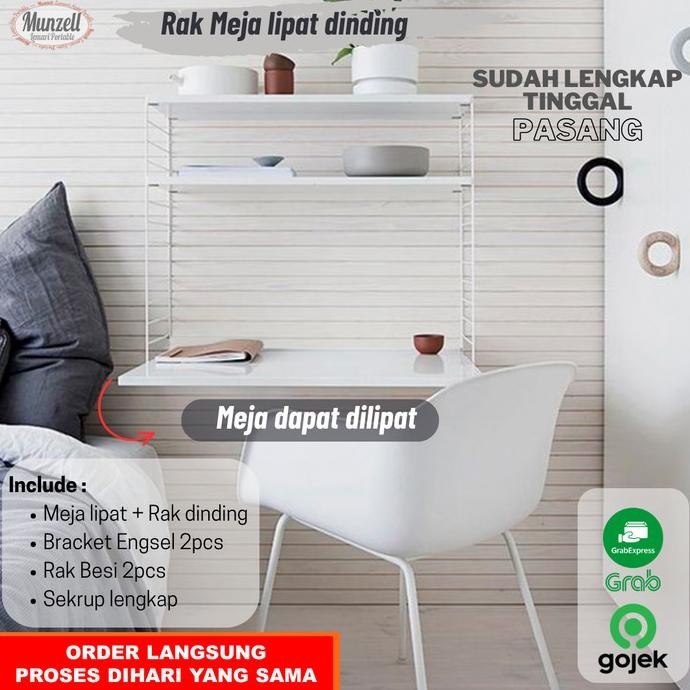 Rak Dinding + Meja Lipat Dinding / Meja Gantung / Meja Komputer