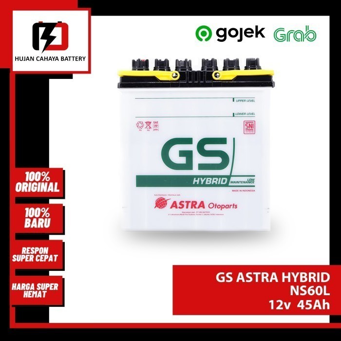 Aki Mobil Gs-Astra Hybrid Ns60L / Ns-60-L / Ns 60 L - Aki Toyota Voxy Gratis Ongkir