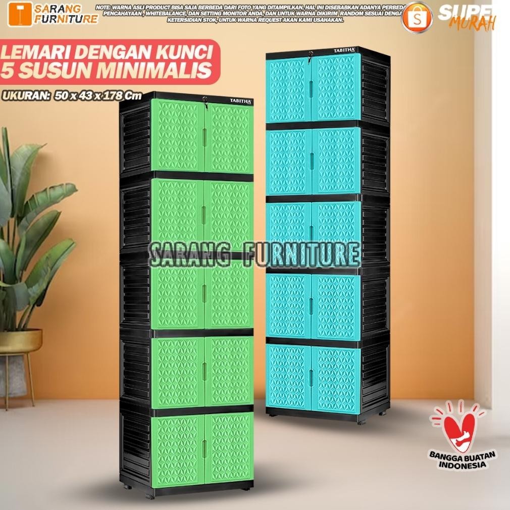 FUR Tabitha Diamond - Lemari Pakain Plastik Tabitha Kunci Lemari Kaca Minimalis Cabinet TERLARIS