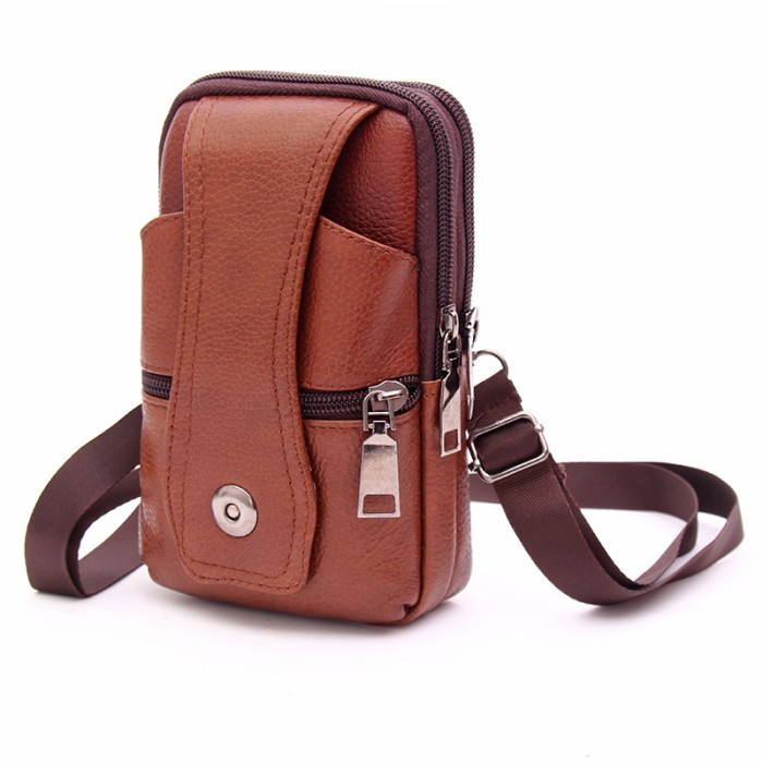 tas selempang pria Tas Hp Pria Tas Pinggang Tas Selempang Multifungsi Dompet Hp 4.3 - Light brown(U7