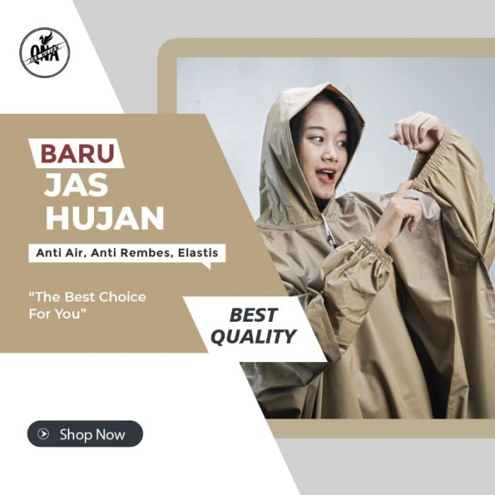 HARGA DISC - JAS HUJAN PONCO LENGAN KELELAWAR JUMBO TERBAIK By QNA Premium Mocca