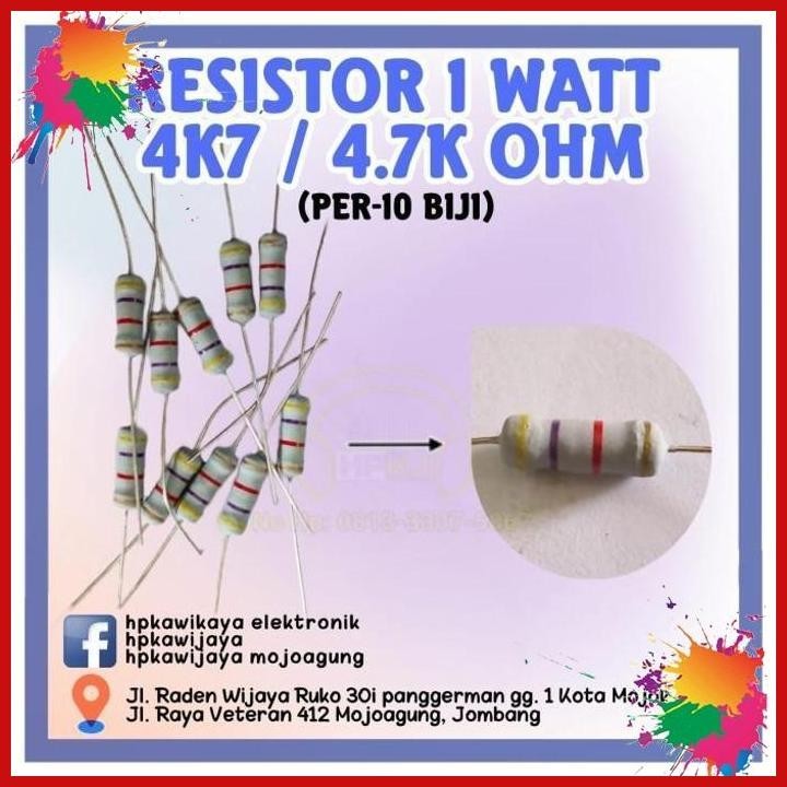 ( 10pcs ) resistor 1 watt 4.7k ohm 1watt 4.7kohm r 1 watt 4k7 ohm (kwj)