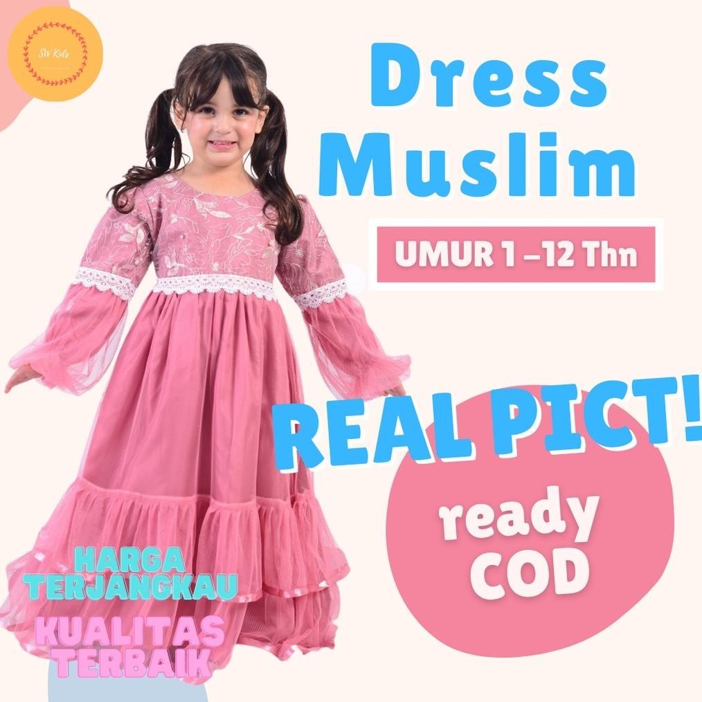 "Diskon Ekstra" PROMO Dress muslim anak / baju pesta muslim anak perempuan / gamis anak Renda Pinggang/ gamis anak/ gamis anak perempuan umur 11 12 tahun/ baju lebaran anak perempuan/ baju pesta anak perempuan ||
