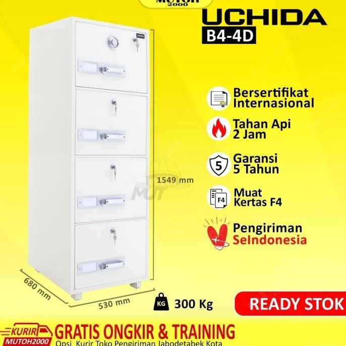 

Uchida B4-4D Filling Cabinet 4 Laci Tahan Api Garansi 5 Tahun Berkualitas