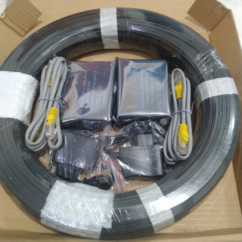Paket RT 2 Kabel Fiber Optik 100M Converter HTB NetLink 3100 A B 100Mbps Siap tarik