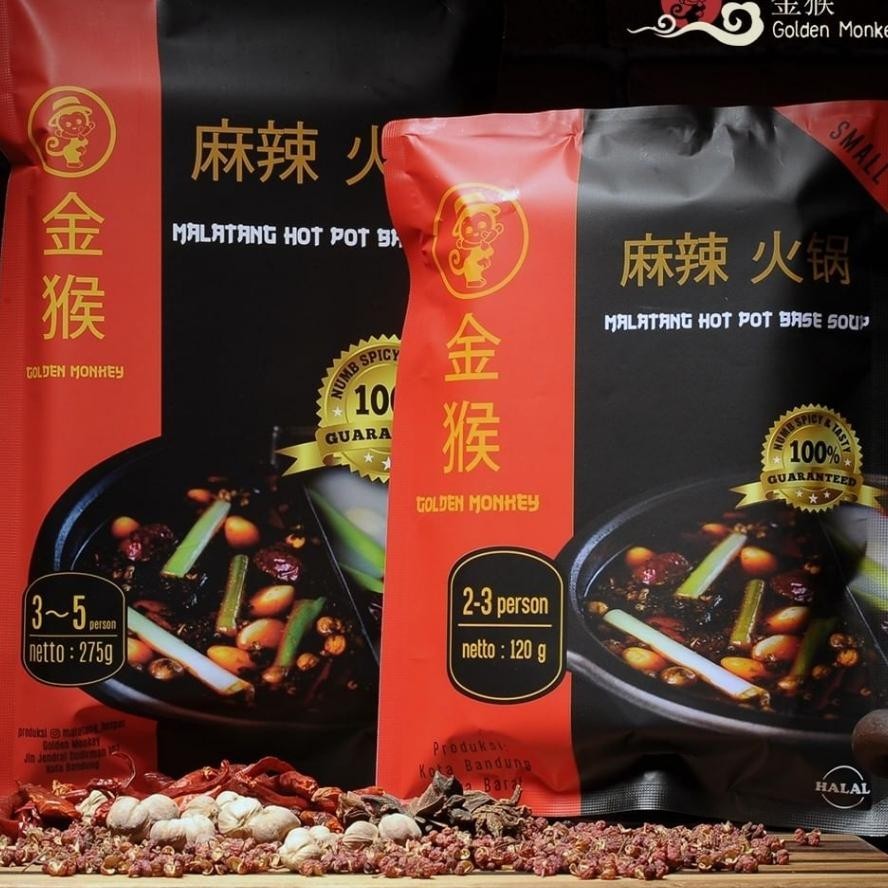 

Malatang Hotpot - Mala Base Soup 275g 5pcs / Bumbu Instan / Bumbu sachete mala / Bumbu mala instan / Golden Monkey